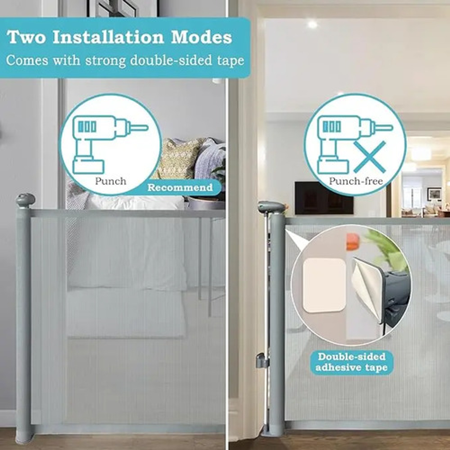 Reja Seguridad Escalera Puerta Retráctil Para Bebe Mascotas 5