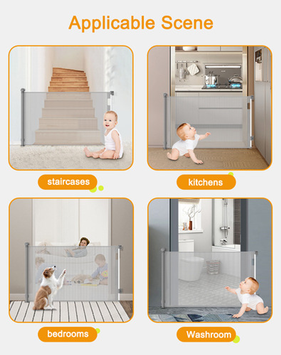 Reja Seguridad Escalera Puerta Retráctil Para Bebe Mascotas 8