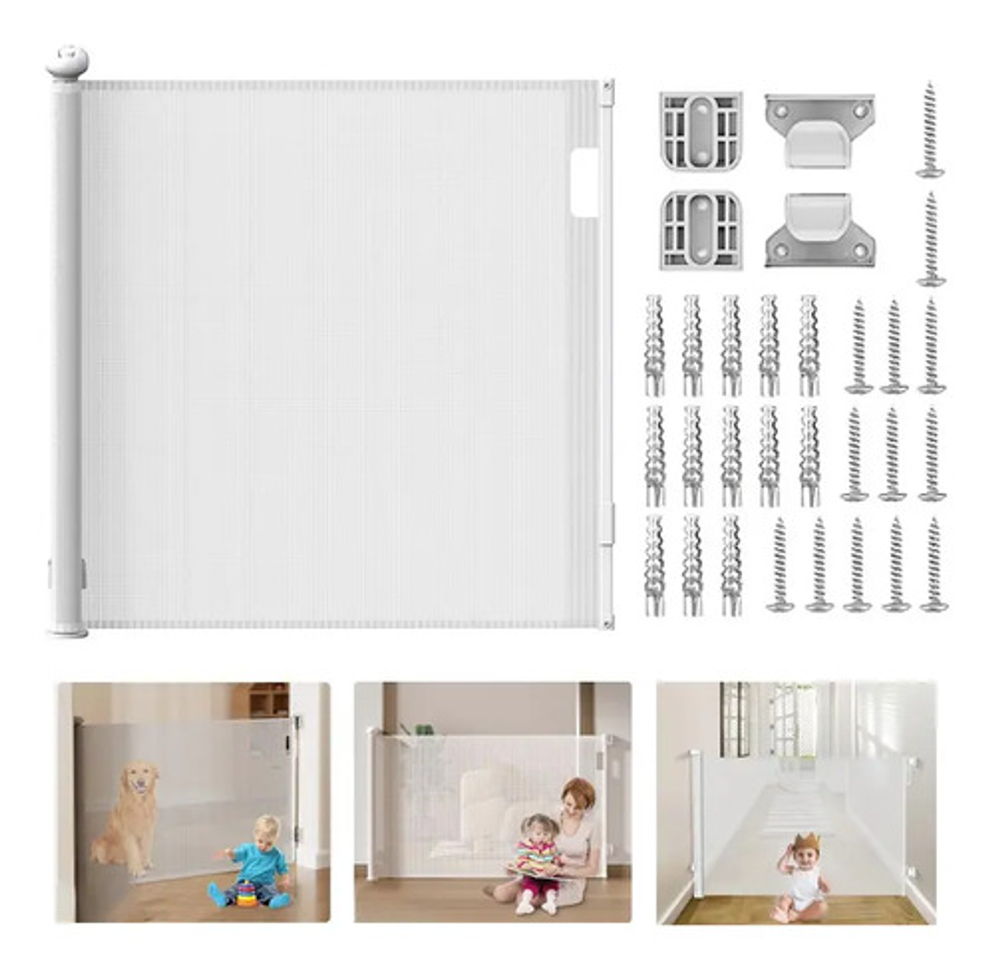 Reja Seguridad Escalera Puerta Retráctil Para Bebe Mascotas 16