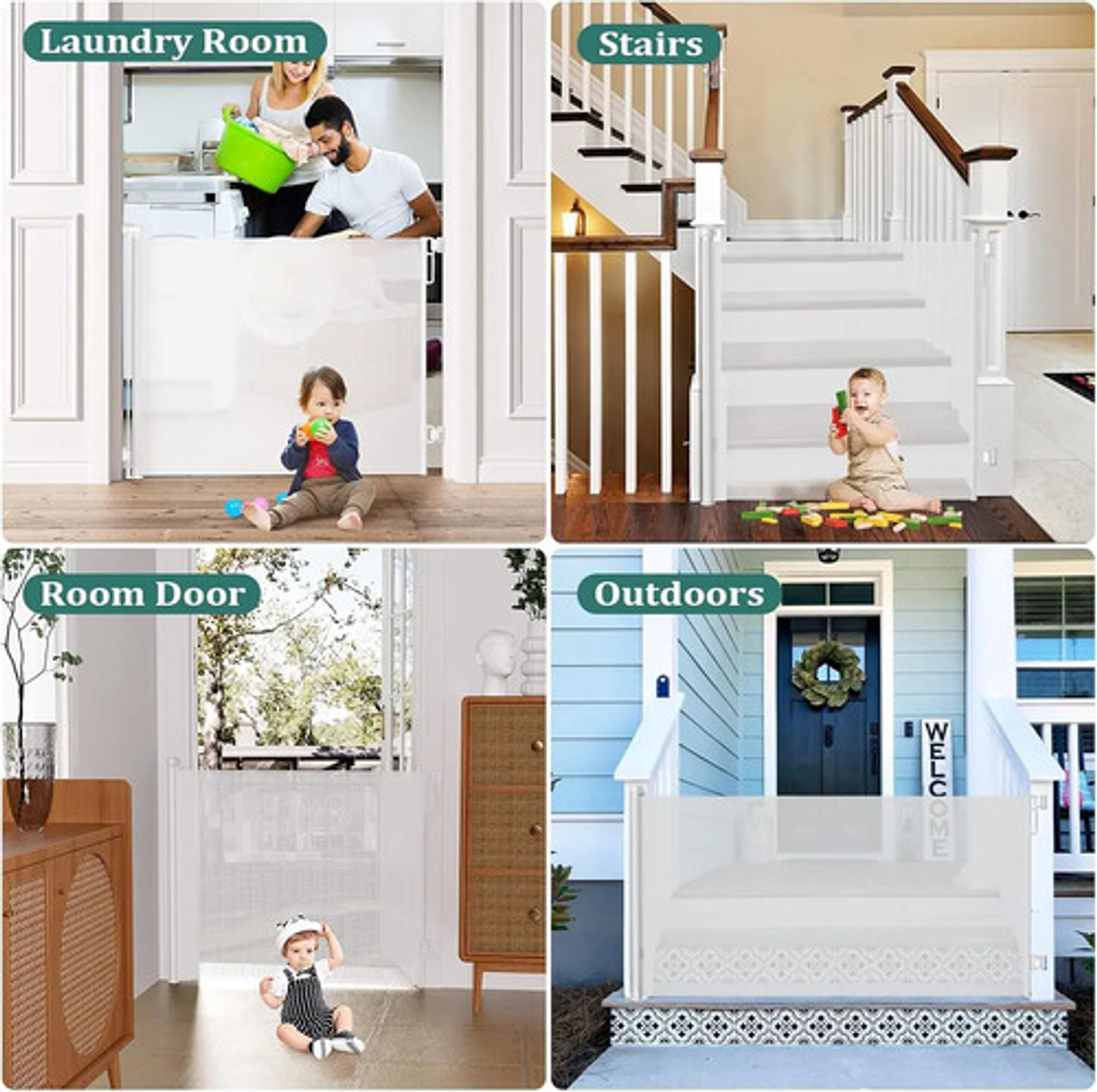 Reja Seguridad Escalera Puerta Retráctil Para Bebe Mascotas 17