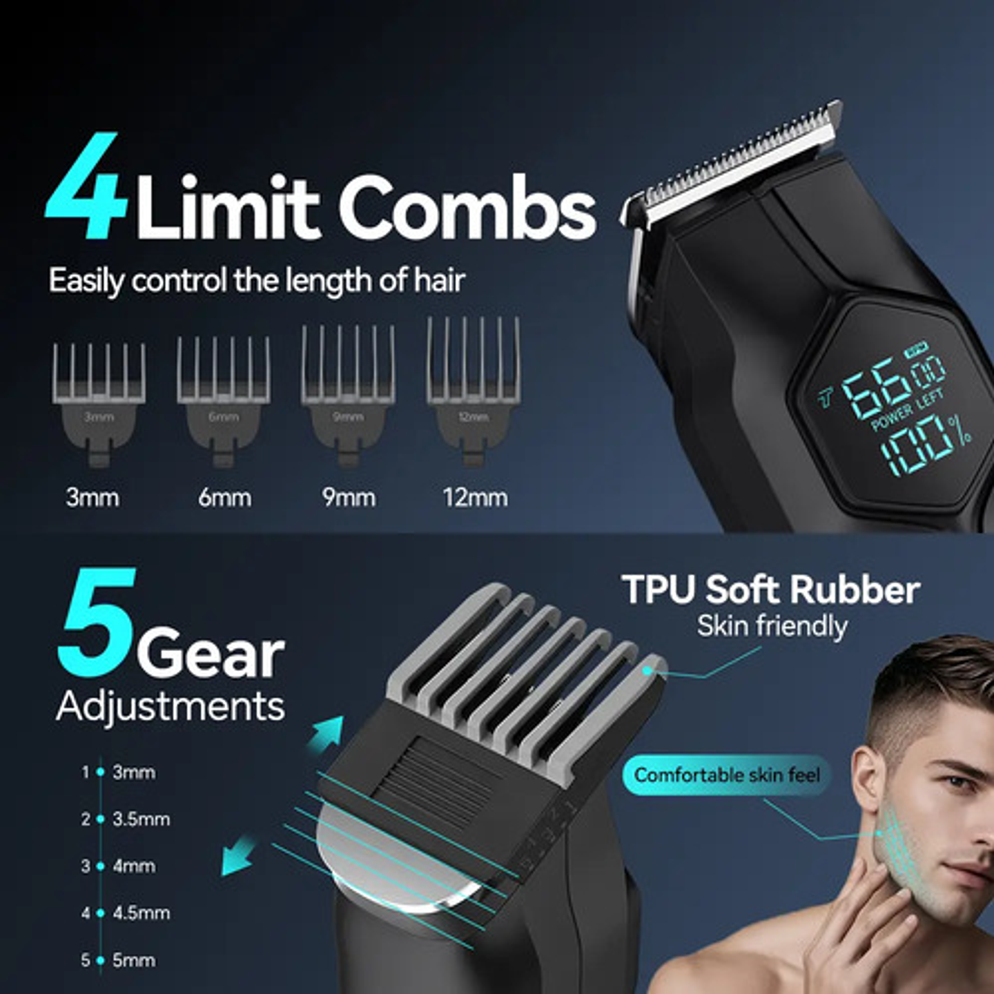 Máquina Cortadora Pelo Eléctrica Afeitar Depiladora Hombres Negro 2
