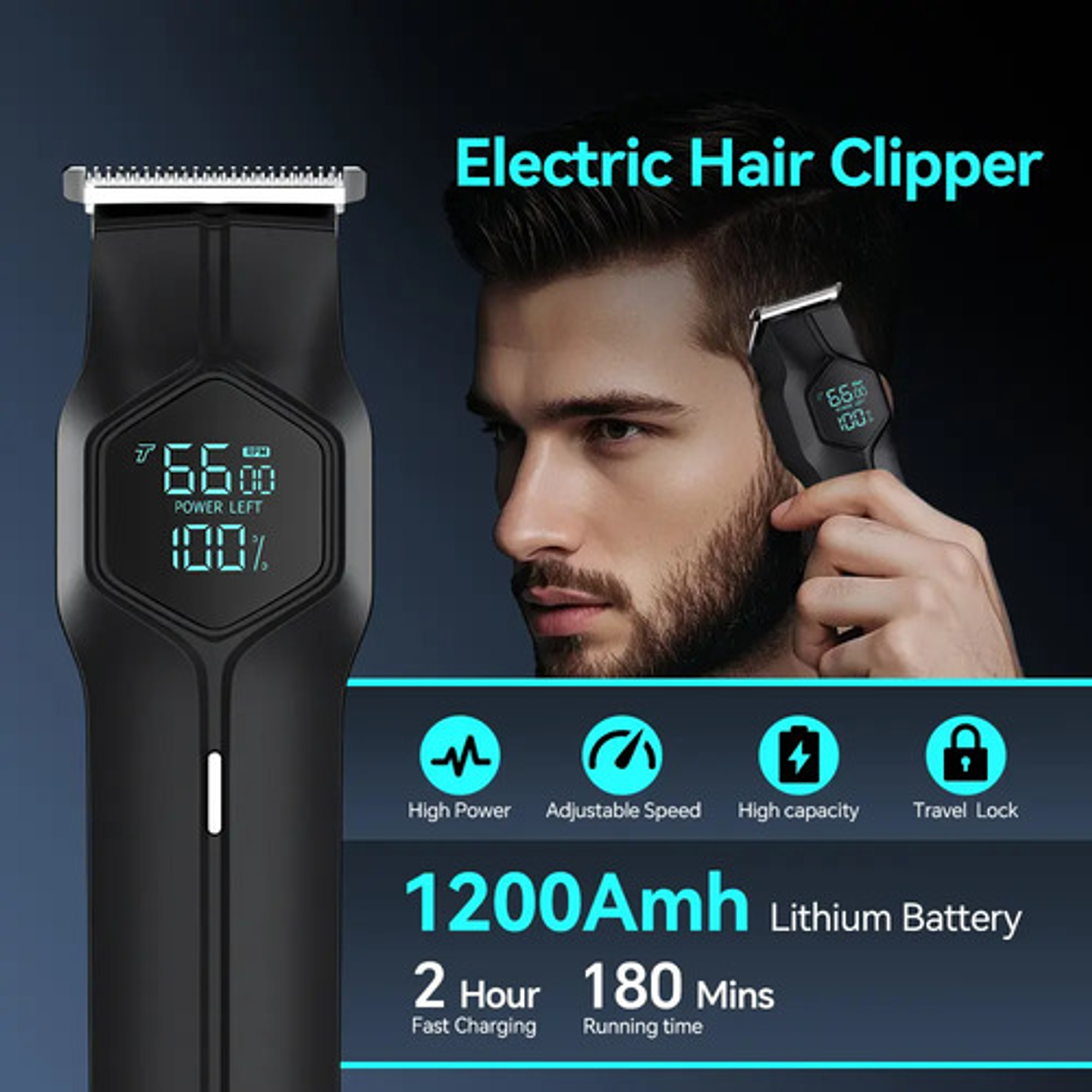 Máquina Cortadora Pelo Eléctrica Afeitar Depiladora Hombres Negro 3