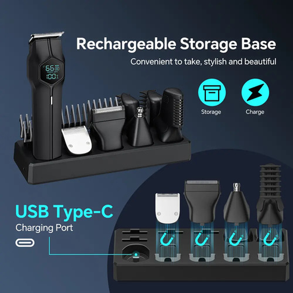 Máquina Cortadora Pelo Eléctrica Afeitar Depiladora Hombres Negro 4