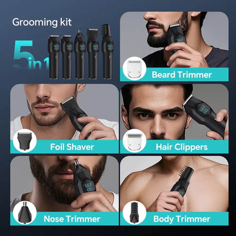 Máquina Cortadora Pelo Eléctrica Afeitar Depiladora Hombres Negro 6