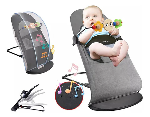 Silla Nido Mecedora Para Bebé Plegable Con Música Y Juguetes