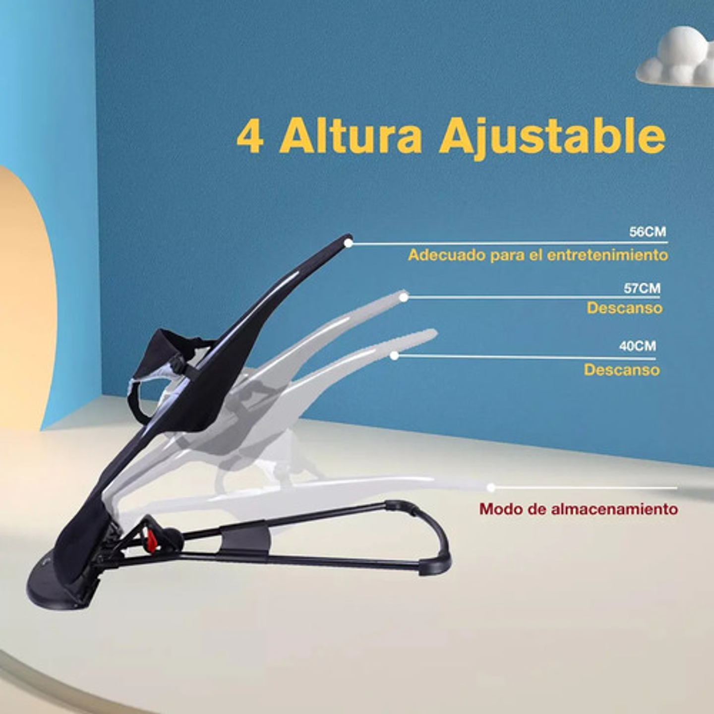 Silla Nido Mecedora Para Bebé Plegable Con Música Y Juguetes 5