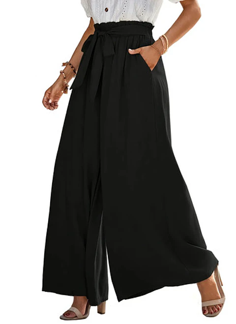 Pantalón Palazzo Mujer Elegantes Tiro Alto Pierna Ancha