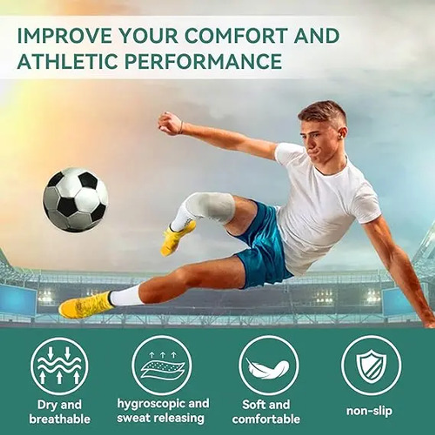 Pack 12 Calcetas De Fútbol Antideslizante, Media Deportiva 7