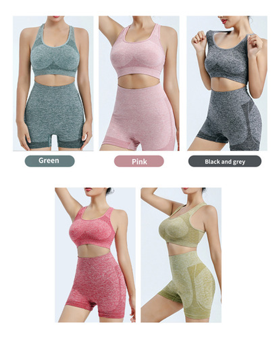 3x Conjuntos Deportivo Gym Yoga Short Levanta Gluteos 12