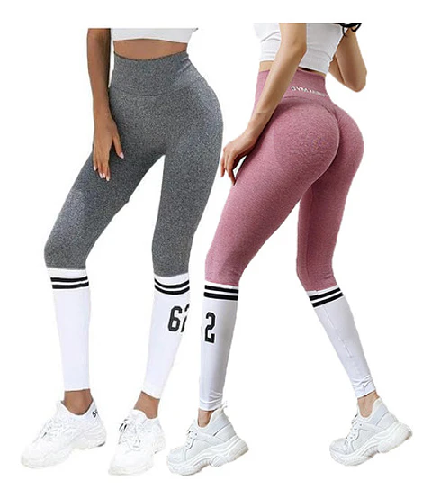 Pack 2 Leggins Mujer Deportivos Cintura Alta Para Gimnasio