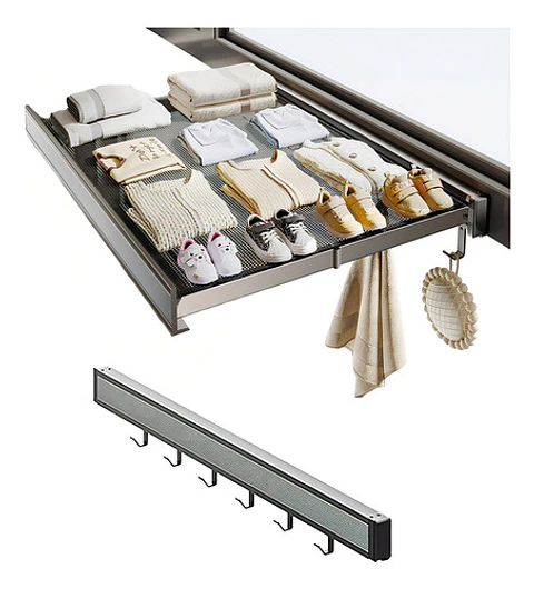 Tendedero Retráctil De Pared Malltradecl Aluminio Gris Para Ropa Interior