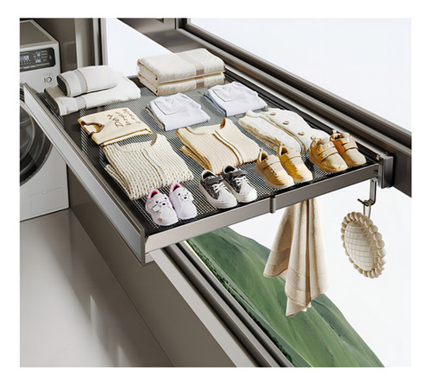 Tendedero Retráctil De Pared Malltradecl Aluminio Gris Para Ropa Interior 10