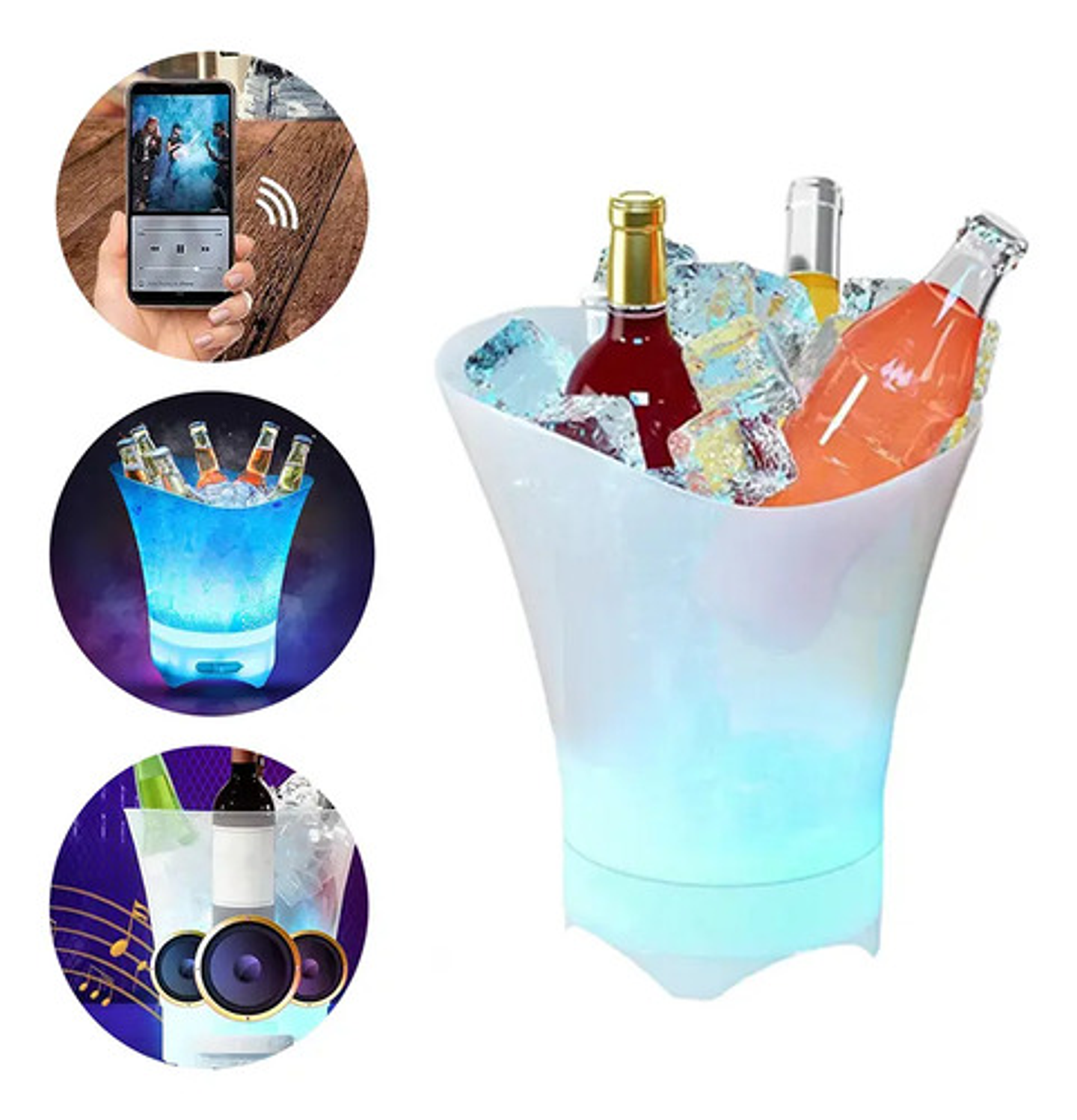Hielera Cubetas Bluetooth Con Luz Led Para Fiesta Hogar Bar 1