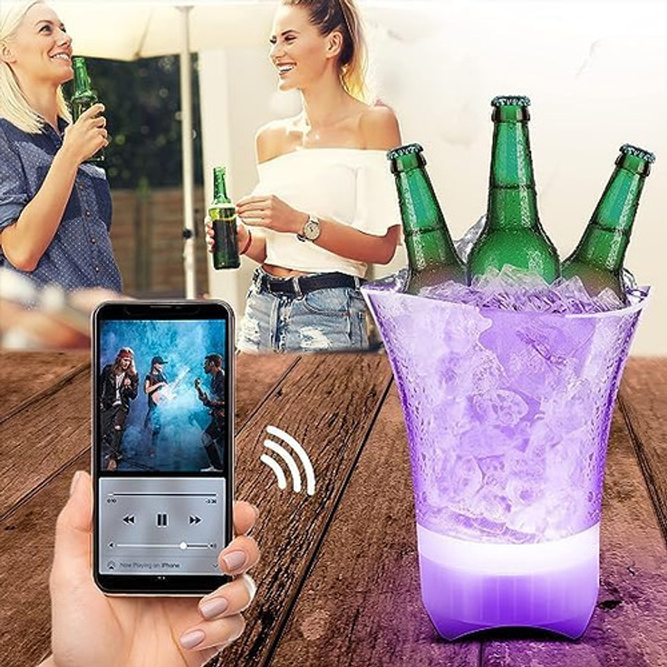 Hielera Cubetas Bluetooth Con Luz Led Para Fiesta Hogar Bar 7