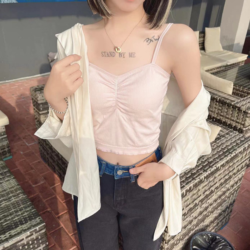 Pack 6 Polera Sin Manga Camiseta Tirantes Mujer Con Brasier 9