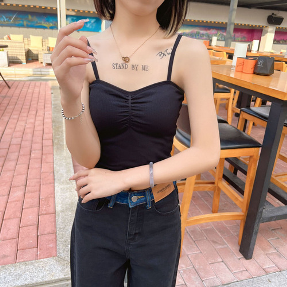 Pack 6 Polera Sin Manga Camiseta Tirantes Mujer Con Brasier 11