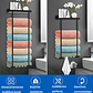 Toallero Con Estante Para Baño Montado En La Pared, Estante Retráctil De Metalcon Ganchos Fiables, Almacenamiento Para Toallas Enrolladas Negro - Miniatura 2