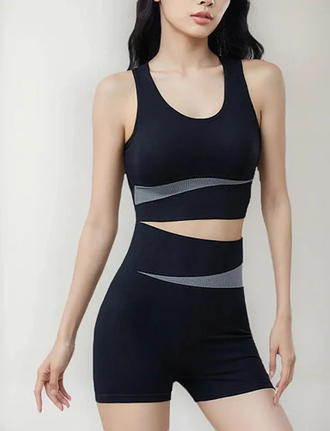 12x Conjunto Deportivo Mujer Short Y Top Para Yoga Ejercicio