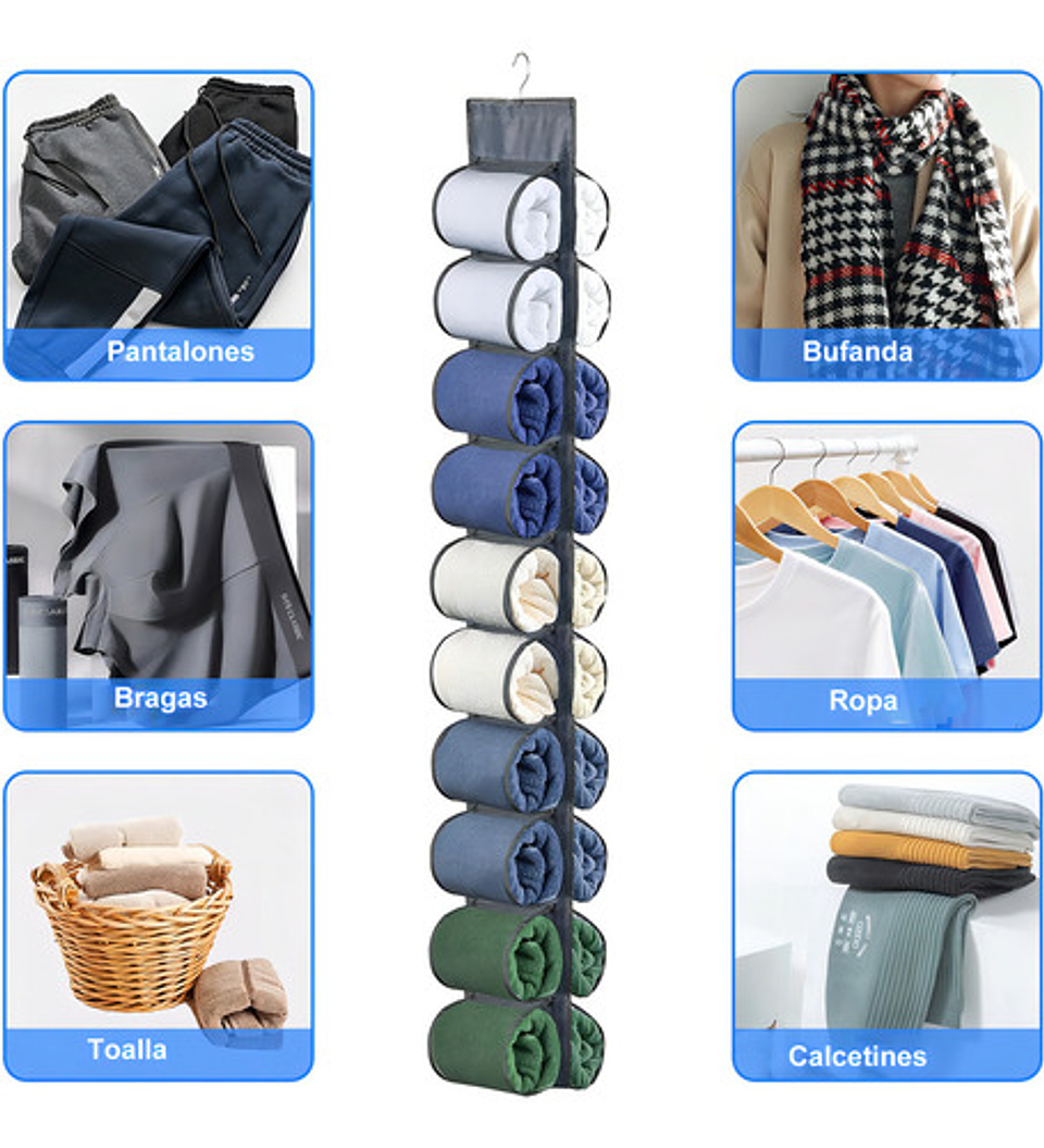 Organizador Colgante Malltradecl Nailon Plegable Para Ropa 1.38m De Largo 2