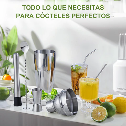 23 Piezas Cocktail Bartender Kit, Coctelera Profesional Utensilios De Bar, Cocteleras De Cóctel 750 Ml, Con Soporte De Acrílico Para Mezclar Bebidas, Hogar, Bar, Fiesta Plateado