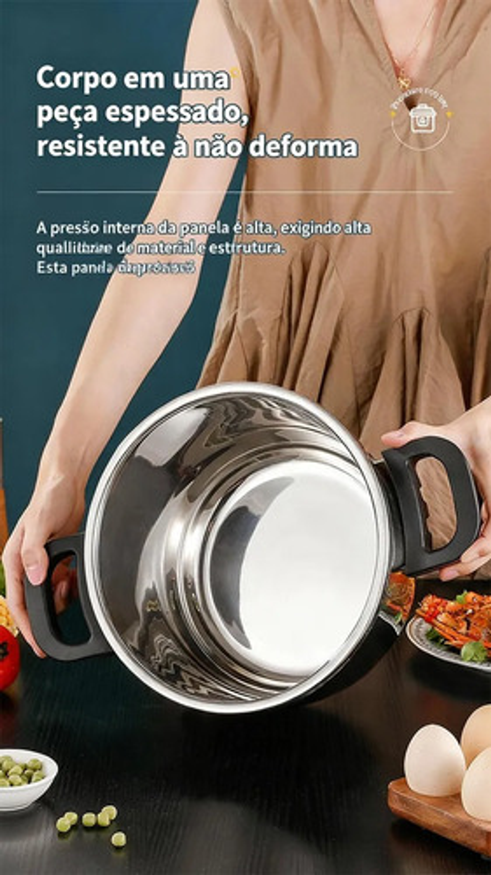 Olla A Presion Acero Inoxidable 6 Litros Cocción Rápida Plateado 2