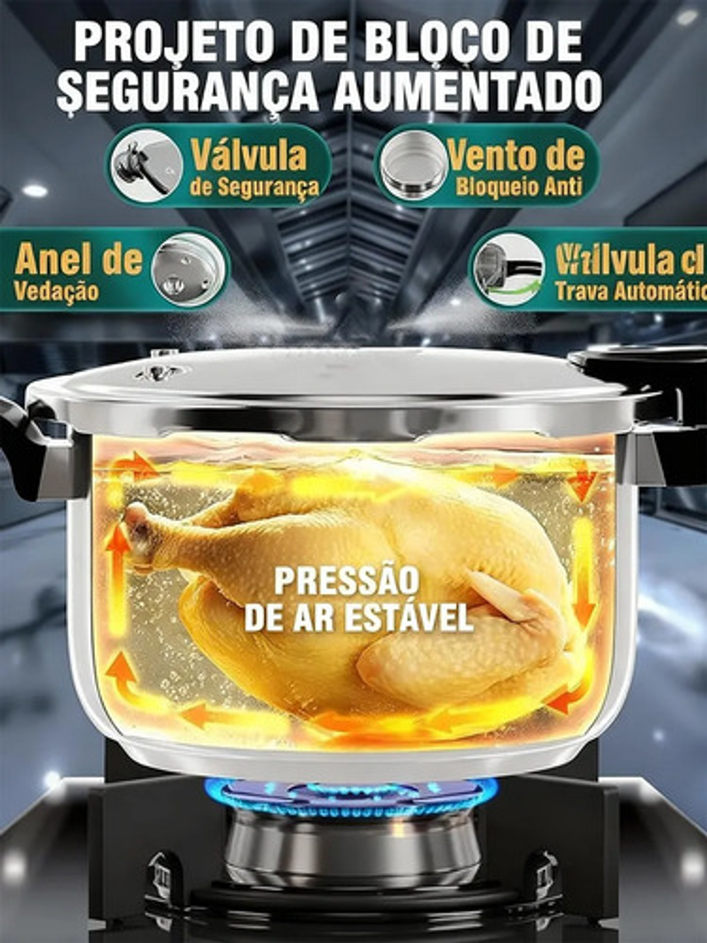 Olla A Presion Acero Inoxidable 6 Litros Cocción Rápida Plateado 5