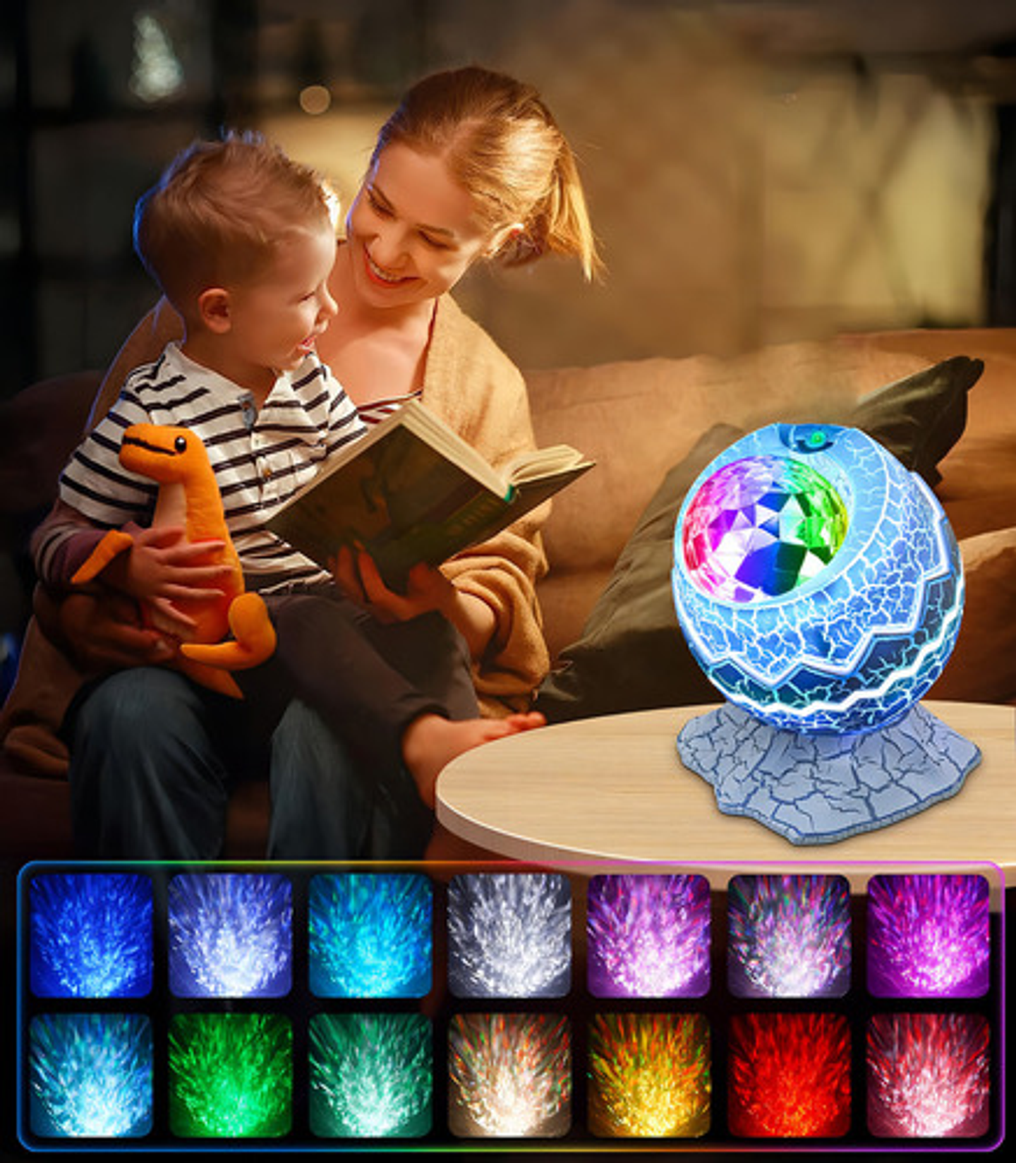 Lámpara Led Proyector De Estrellas Dinosaurio Malltradecl Con Altavoz Bluetooth Y Ruido Blanco Multicolor 7