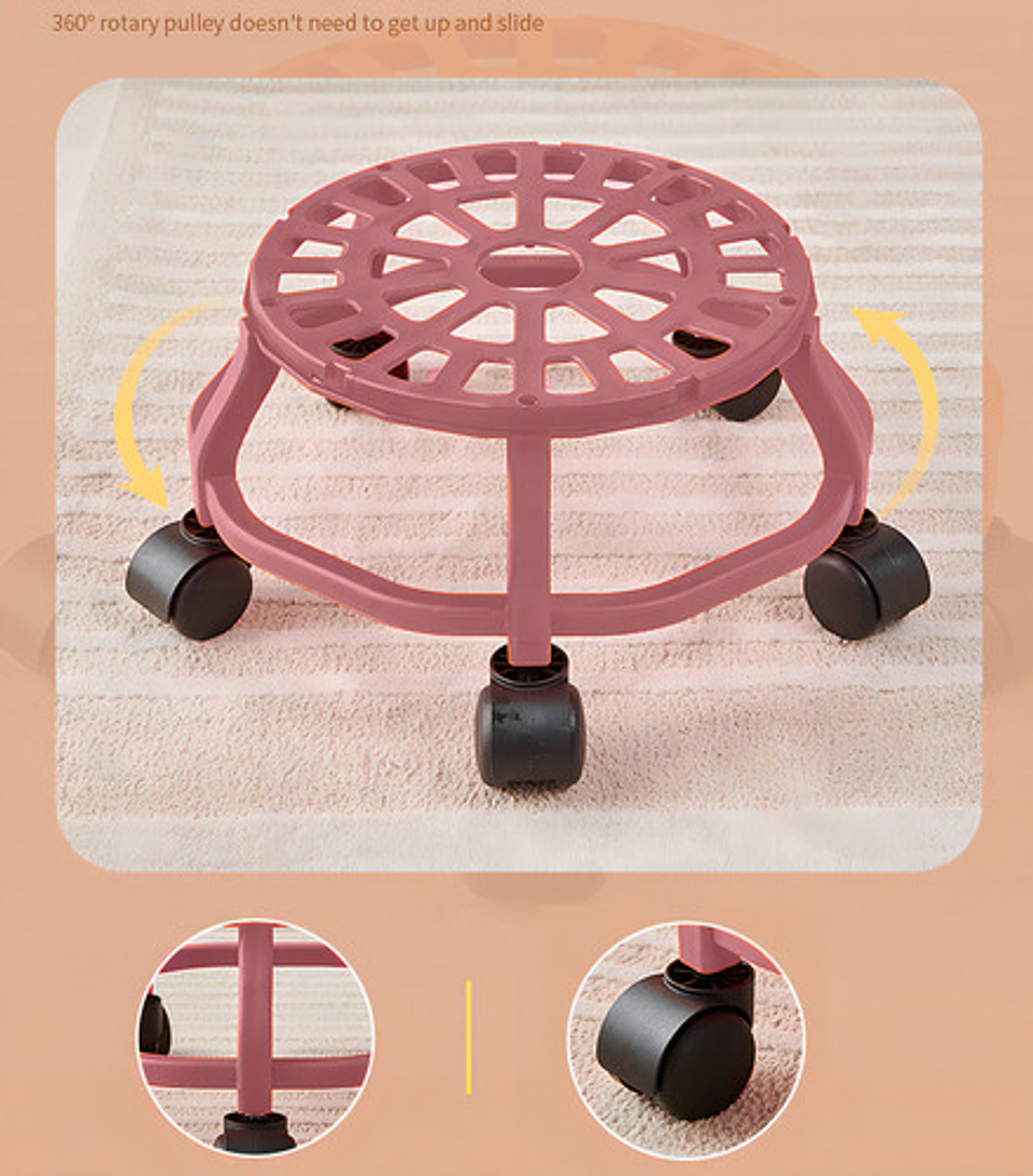 Taburete Multifuncional Rosa Malltradecl 3 Niveles Con Baulera Y Ruedas 6