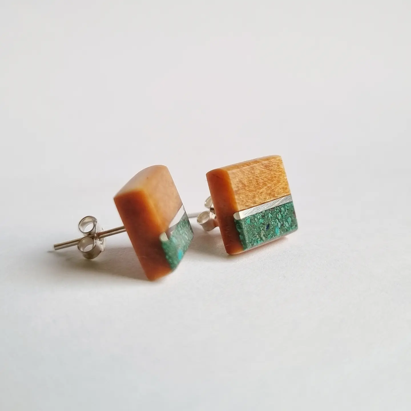 Aros de Picoyo, plata y crisocola 2
