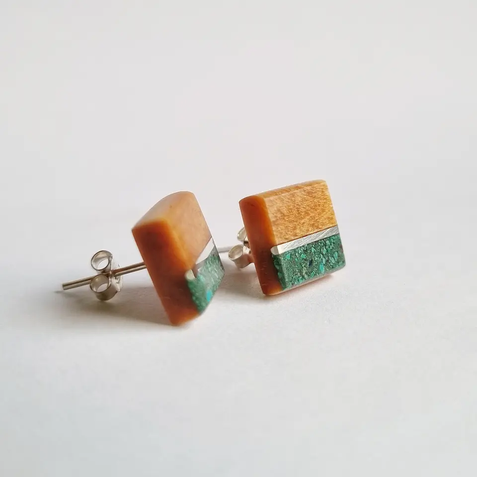 Aros de Picoyo, plata y crisocola 2