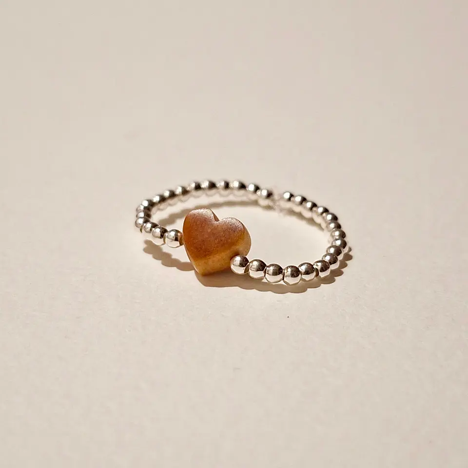 Anillo Mostacillas de plata y picoyo 1