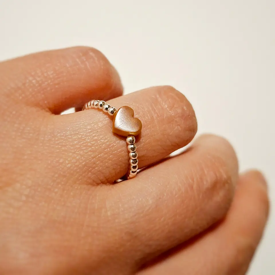 Anillo Mostacillas de plata y picoyo 2