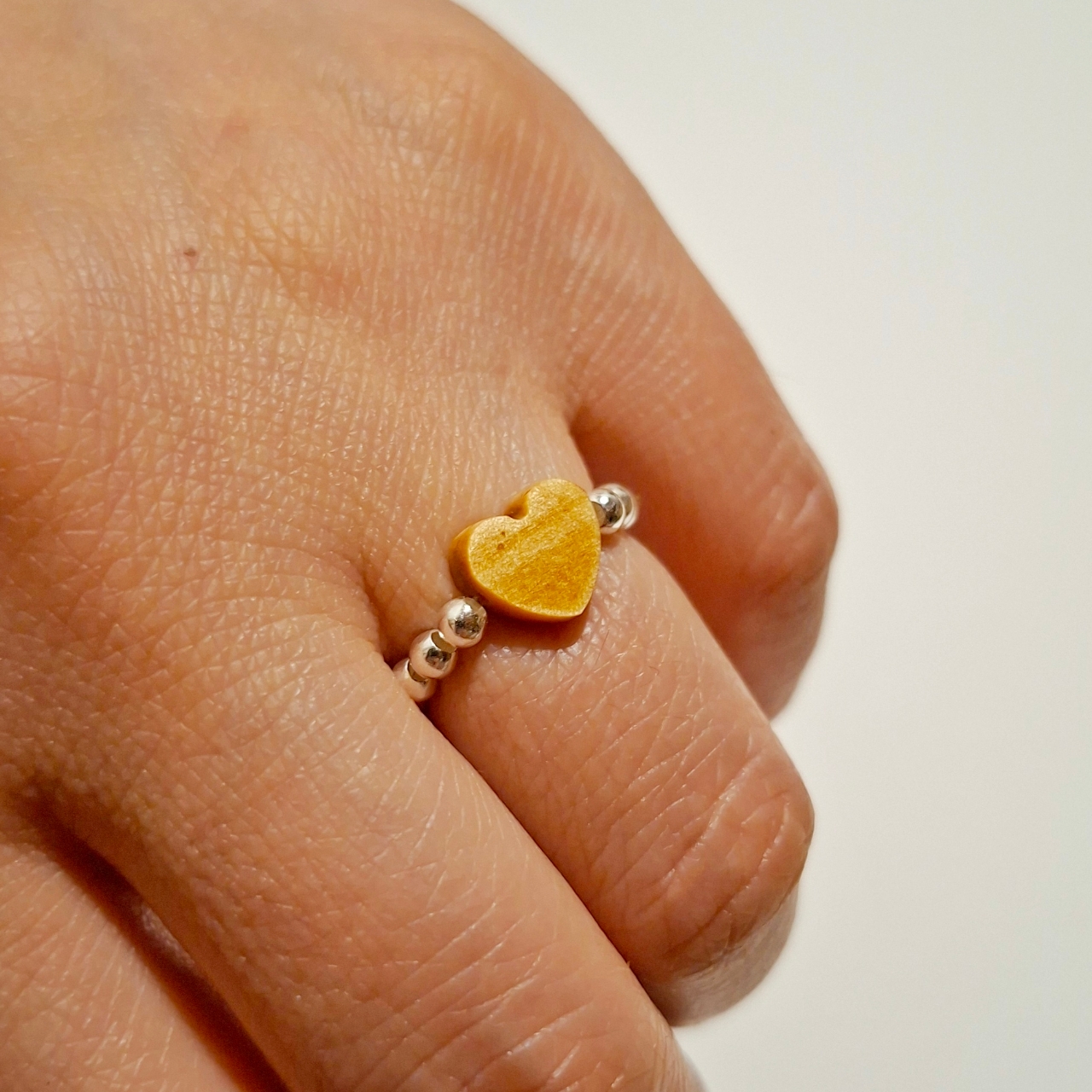 Anillo Mostacillas de plata y picoyo