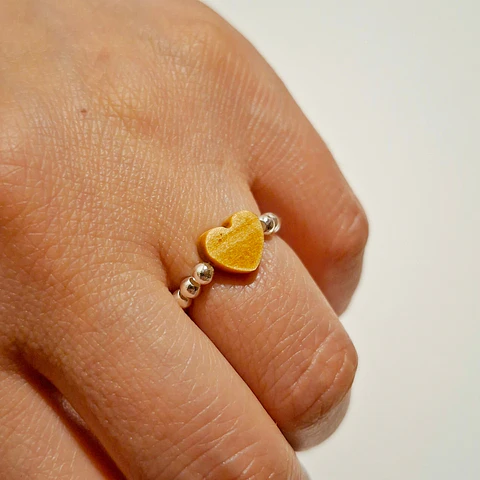 Anillo Mostacillas de plata y picoyo