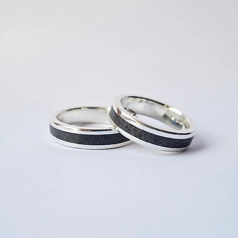 Argollas de plata y piedra obsidiana