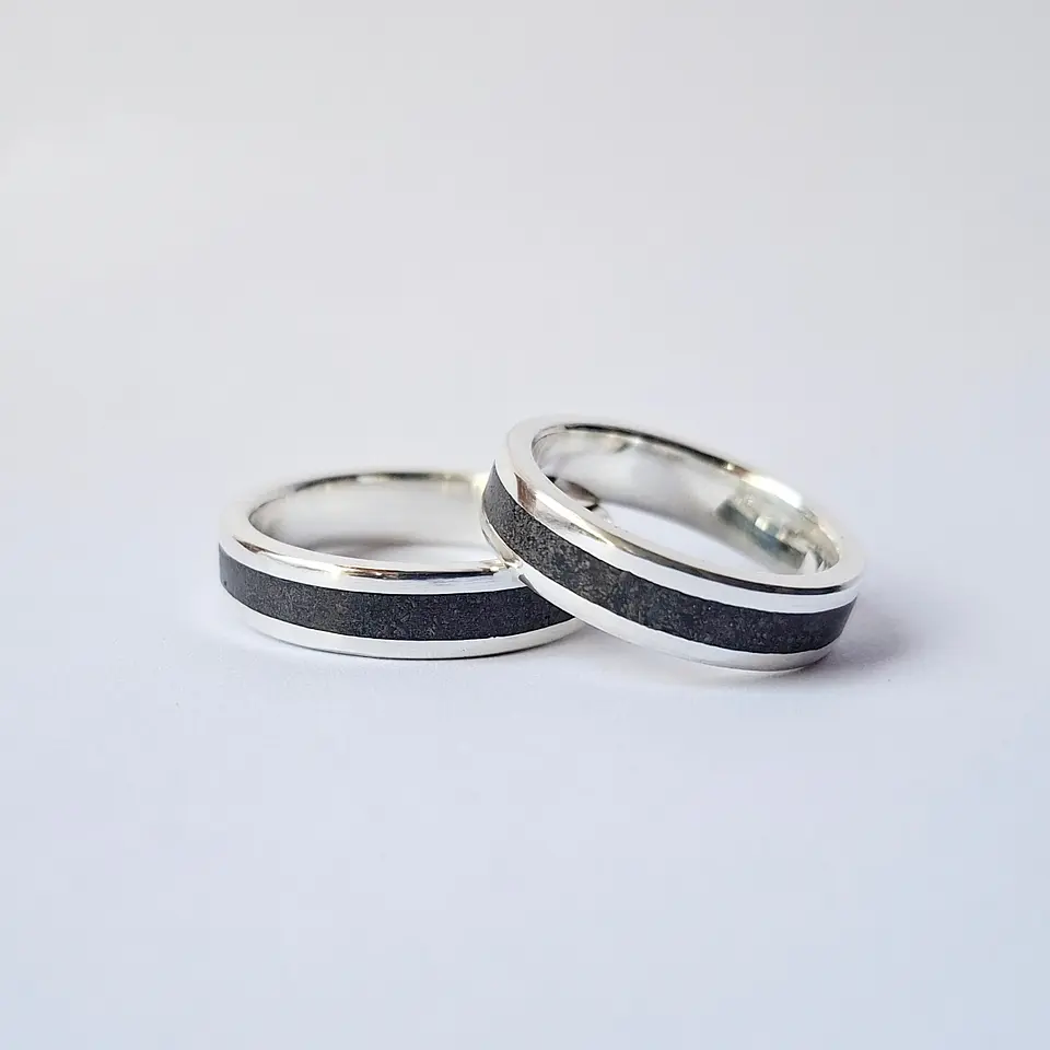 Argollas de plata y piedra obsidiana 1