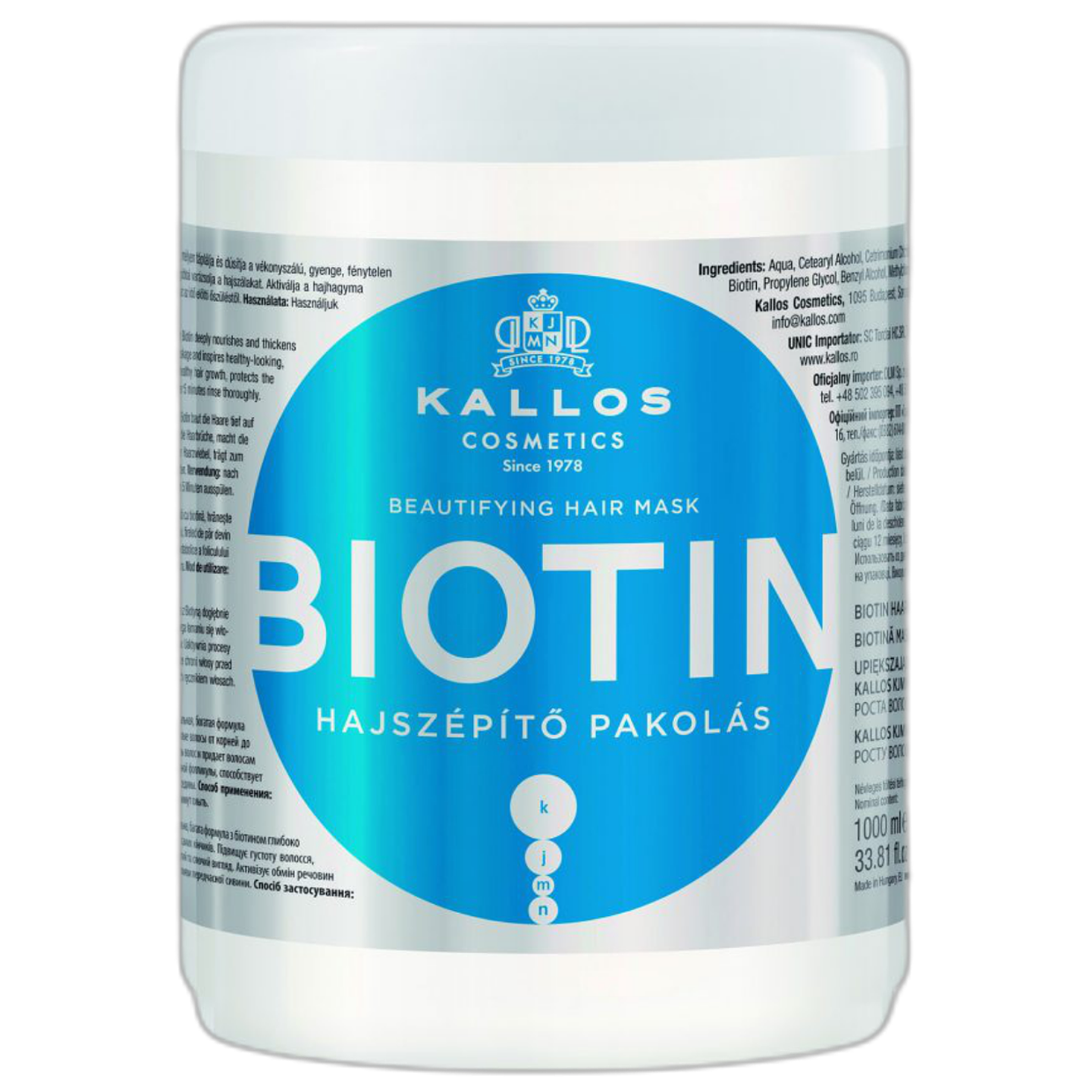 KALLOS MASCARA DE BIOTIN PARA EL CRECIMIENTO DEL CABELLO 1000ML  1