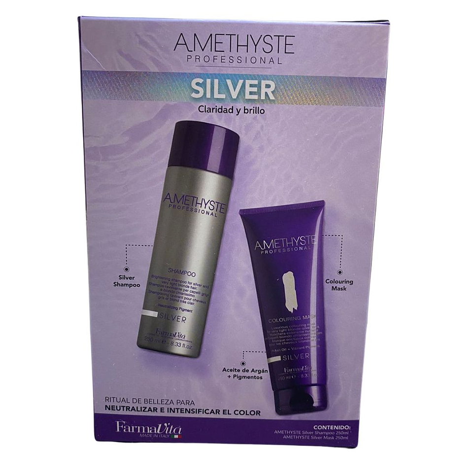 KIT AMETHYSTE SHAMPO + MASK SILVER 250ML  1
