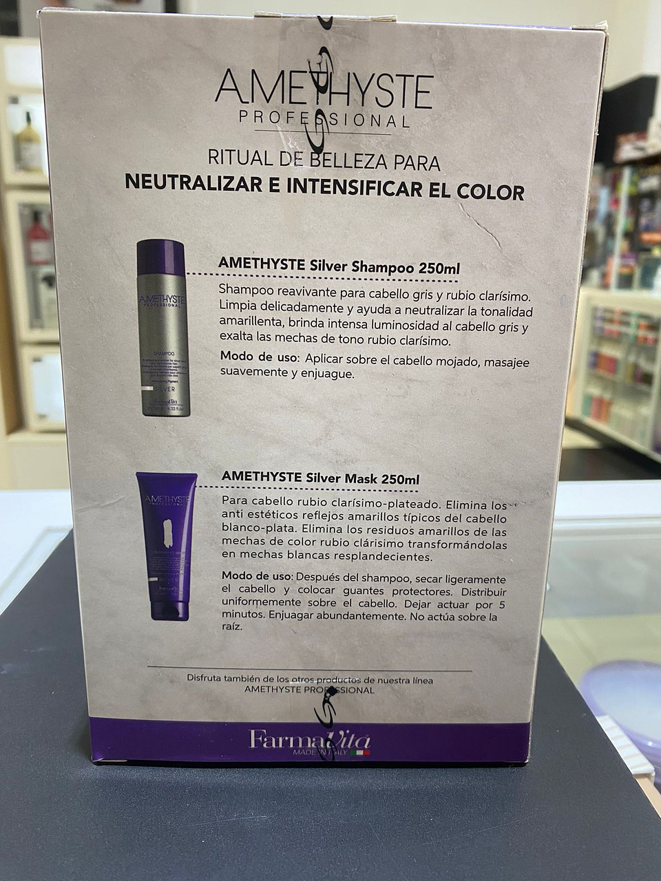 KIT AMETHYSTE SHAMPO + MASK SILVER 250ML  2