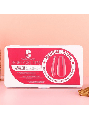CLARA COLORS TIPS SOFT GEL MEDIUM COFFIN 550 PCS 