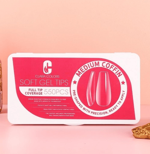 CLARA COLORS TIPS SOFT GEL MEDIUM COFFIN 550 PCS 