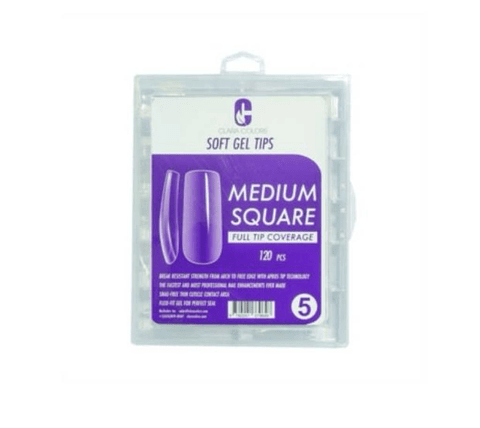 CLARA COLORS TIPS SOFT GEL 120 UNID MEDIUM SQUARE 