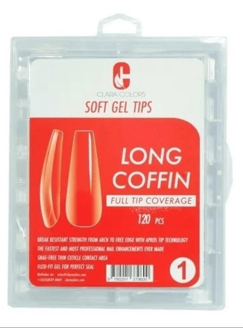 CLARA COLORS TIPS SOFT GEL 120 UNID LONG COFFIN 