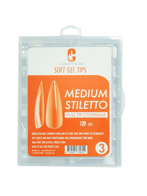 CLARA COLORS TIPS SOFT GEL 120 UN MEDIUM STILETO 