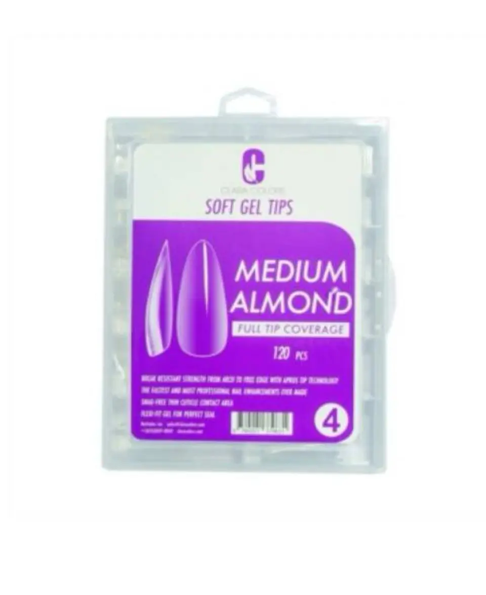 CLARA COLORS TIPS SOFT GEL 120 UN MEDIUM ALMOND  1