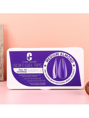 CLARA COLORS TIPS SOFT GEL  MEDIUM ALMOND   550 PCS (BLUE) 