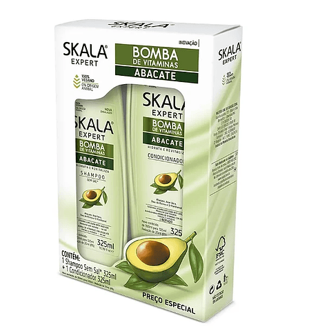 SKALA KIT SHAMPOO/ACOND BOMBA VITAMINAS ABACATE 650 ML 