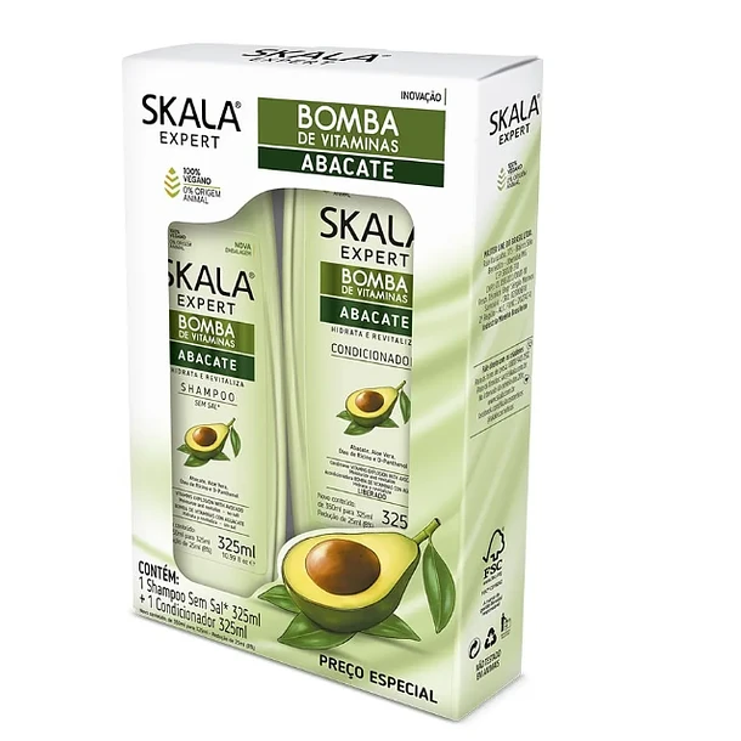 SKALA KIT SHAMPOO/ACOND BOMBA VITAMINAS ABACATE 650 ML  1