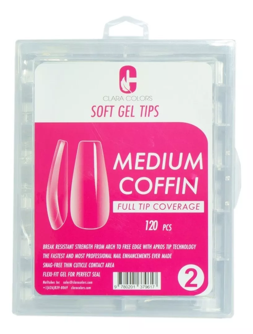 CLARA COLORS TIPS MEDIUM COFFIN 120 UNIDADES  1