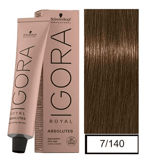 IGORA ROYAL ABSOLUTES 7-140 60ML RUBIO MEDIO CENIZA  BEIGE NATURAL 